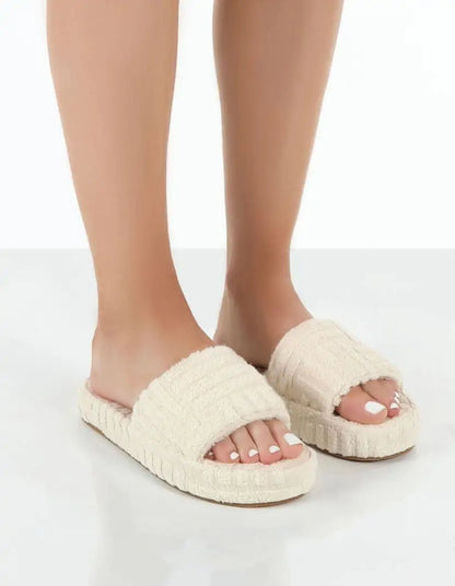 Fuzzy Slippers  | Plush Women’s House Shoes in Pink, Green, Black, White & Orange