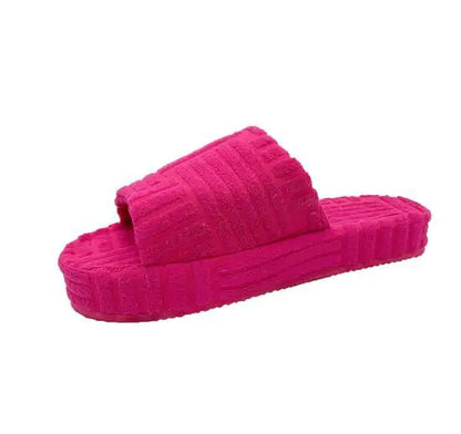 Fuzzy Slippers  | Plush Women’s House Shoes in Pink, Green, Black, White & Orange