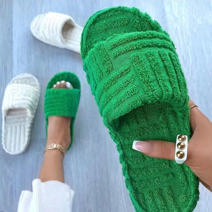 Fuzzy Slippers  | Plush Women’s House Shoes in Pink, Green, Black, White & Orange