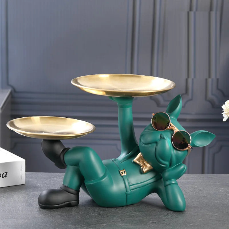 French Bulldog Statue Key & Storage Tray | Double Dish Home Decor for Baddies