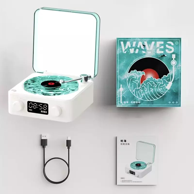 Waves Retro Vinyl Bluetooth Speaker Lamp – Aesthetic Mood Lighting, White Noise & Big Vibes