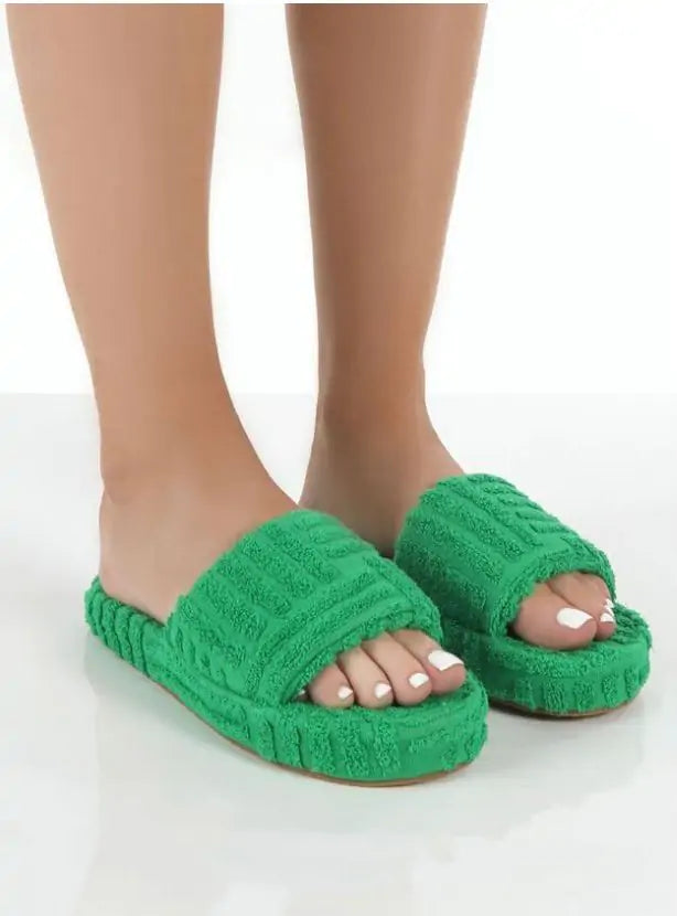 Fuzzy Slippers  | Plush Women’s House Shoes in Pink, Green, Black, White & Orange