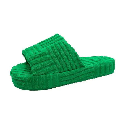 Fuzzy Slippers  | Plush Women’s House Shoes in Pink, Green, Black, White & Orange