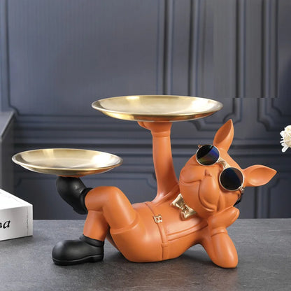 French Bulldog Statue Key & Storage Tray | Double Dish Home Decor for Baddies