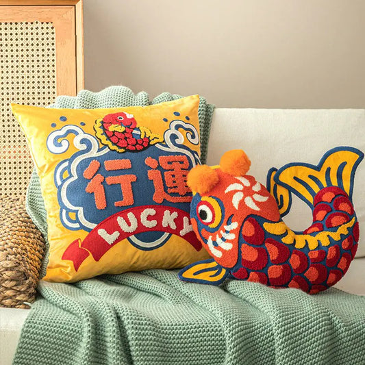 Lucky Koi Fish Throw Pillow & Pillowcase – Plush Decor for Good Vibes, Fortune & Aesthetic Flex