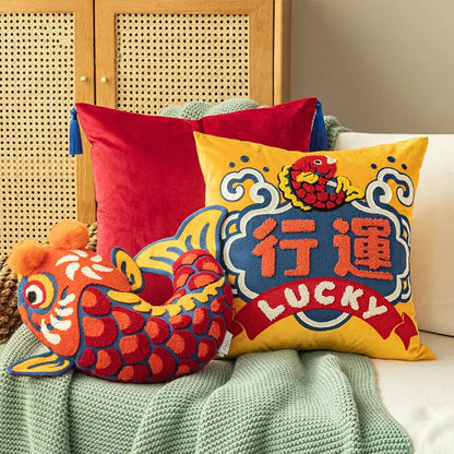 Lucky Koi Fish Throw Pillow & Pillowcase – Plush Decor for Good Vibes, Fortune & Aesthetic Flex